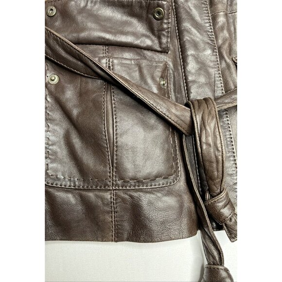 Bella Roma Nappa Lamb Dark Brown Leather Jacket Size 12 (EU Size 46)Vintage 90's - Picture 6 of 16